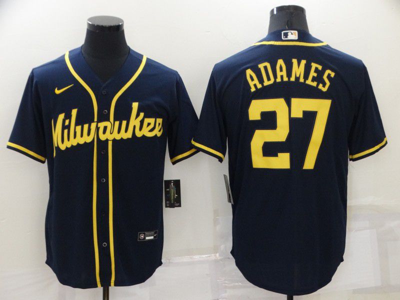 Men Milwaukee Brewers #27 Adames Blue Game 2022 Nike MLB Jersey